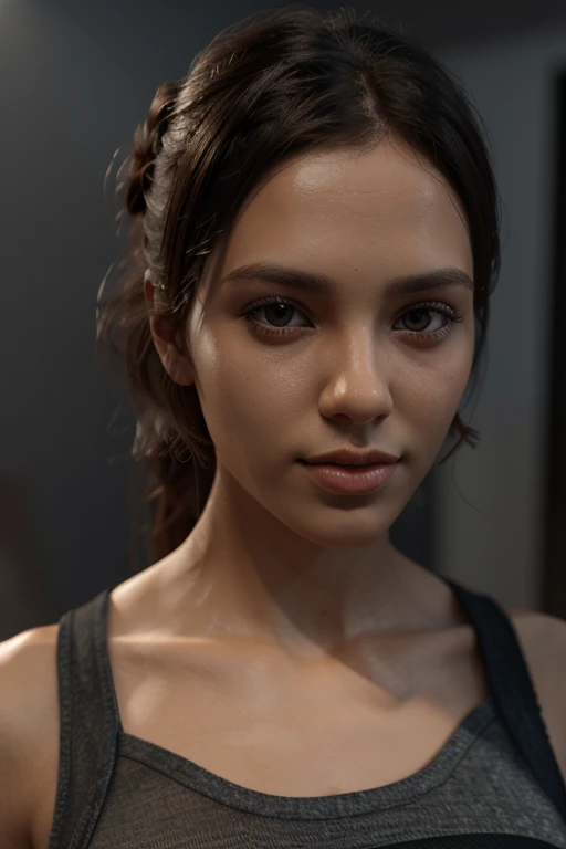 dressed, (photo Realistic:1.4), (hyper Realistic:1.4), (Realistic:1.3), (softer lighting:1.05), (augmenter la qualité de l'cinema lighting: beautiful big 0.9), 32K, 1fille,fille de 20 ans, Realistic lighting, backlight, Light on the face, trace de rayons, (brightening light:1.2), (Augmenter la qualité:1.4), (peau à texture réelle de la meilleure qualité:1.4), finely detailed eyes, finely detailed face, finely quality eyes, (tired and sleepy and satisfied:0.0), gros plan du visage, t-shirts, (Augmente l'humeur de la ligne du corps:1.1), (Augmente la beauté de la texture de la peau:1.1)