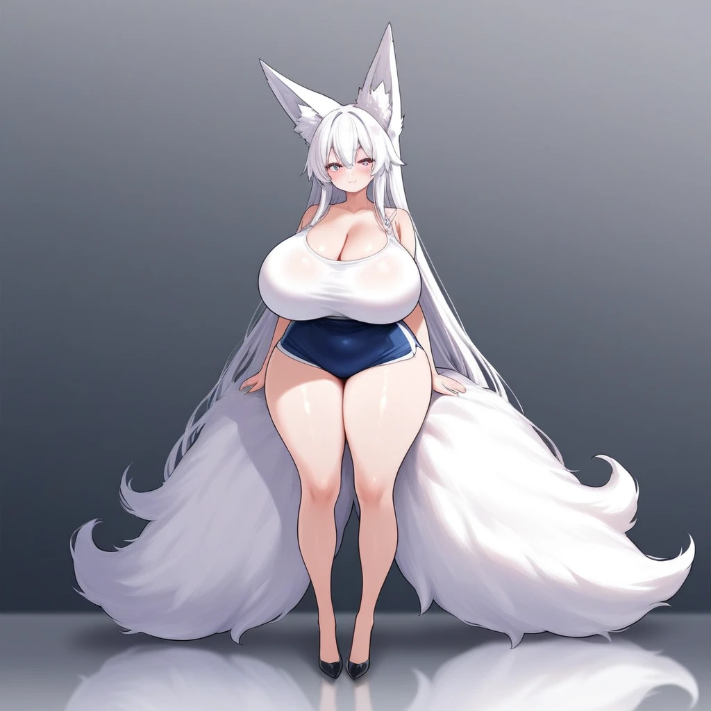 by zackary911,zackary911, eevee anthro, dark background, black hoode, solo, one character, blue eyes, female, fluffy fur, big tail, gigantic breast, fluffy neck, long white hair, wide hips
