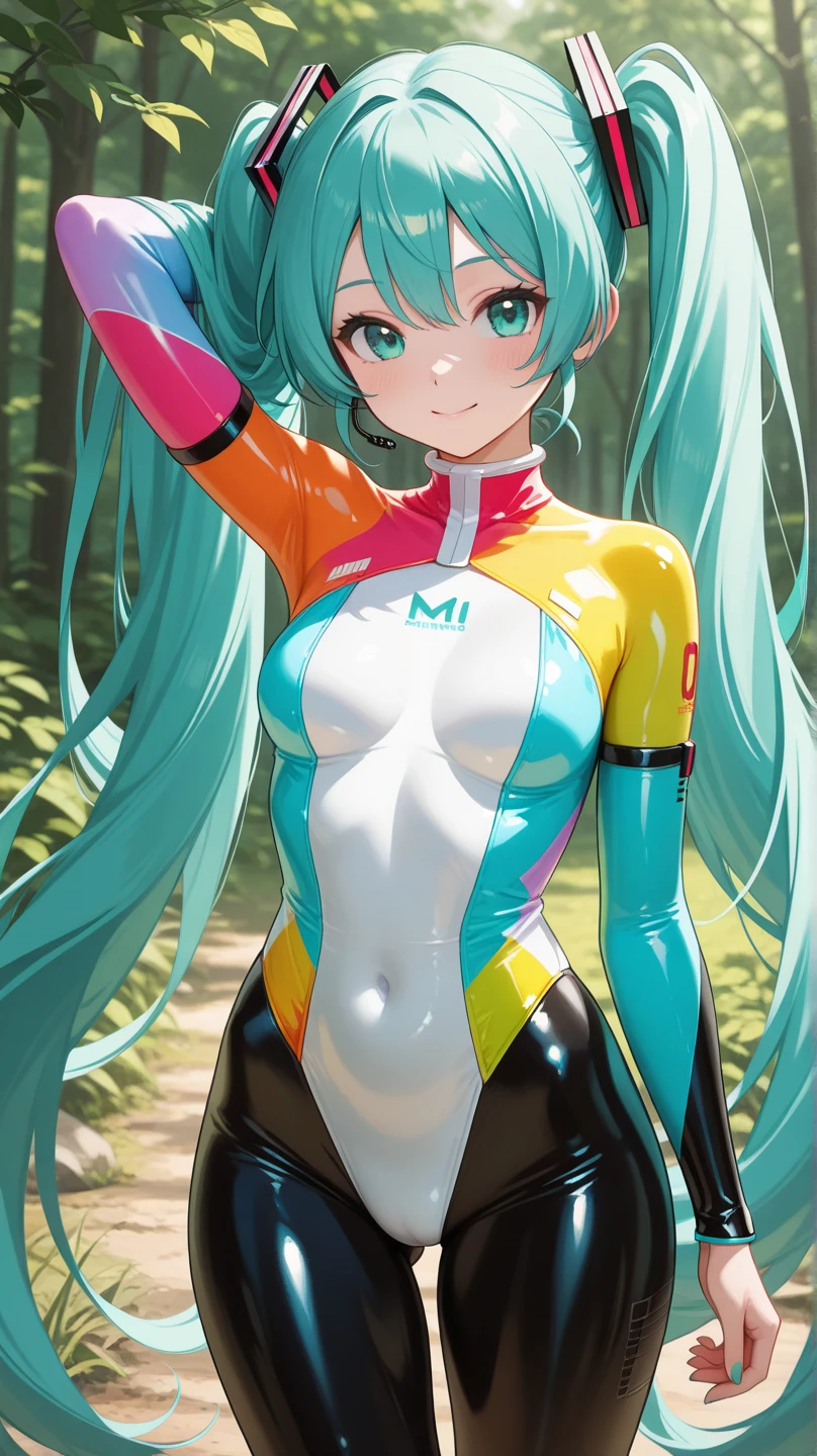 Hatsune Miku, huge tits, camel toe, tight-fitting  pink clothing, Transparent pink clothing