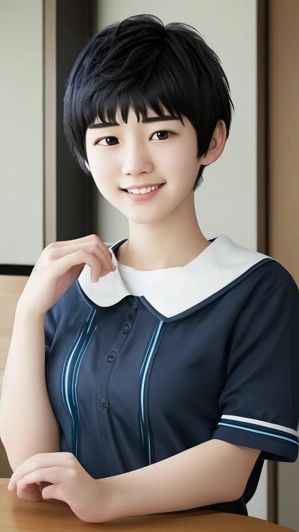 (((medium hair))), best quality, 8K, HDR, highres, absurdres:1.2, blurry background, bokeh:1.2, Photography, (RAW photo:1.2), (photorealistic:1.4), (masterpiece:1.3), (intricate details:1.2), 1girl, solo, japanese girl, delicate, beautiful detailed, (detailed eyes), (detailed facial features), petite, (((big round breasts))), skin tight, (looking_at_viewer), from_front, (skinny), (best quality:1.4), (ultra highres:1.2), cinema light, (extreme detailed illustration), (lipgloss, best quality, ultra highres, depth of field, caustics, Broad lighting, natural shading, 85mm, f/1.4, ISO 200, 1/160s:0.75),1girl, solo, (((blue vest))) smile, ((school uniform, pleated skirt with checker pattern, classroom))