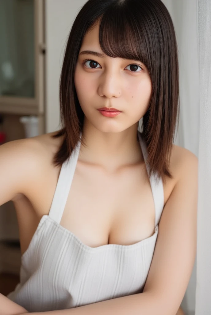 "(highest quality,8K,High resolution,masterpiece:1.2),Super detailed,(realistic,photorealistic,photo-realistic:1.37),soft focus,18-year-old,beautiful and detailed face,Detail view,renaissance art,delicate artwork,kitchen,kitchen apron,teenage girl,seductive lingerie,Gentle milk dripping onto my chest, Bright colors,studio lighting"