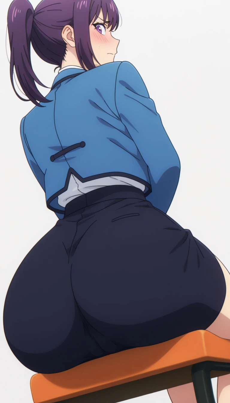 tmasterpiece,1 teenage girl,ultraclear,high high quality,独奏,Girls' high school students, track pants,Dance studio,fart a lot,Very shy,The stench is pervasive,Butt facing the camera,Keep farting