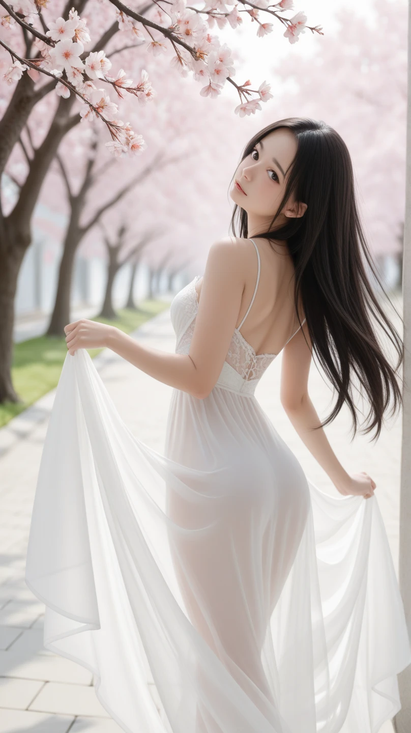 (masterece-piece:1.3)、(8K、photorealestic、Raw photography、highest quallity: 1.4)、(1girls)、Shallow depth of field、My face is in focus.、softfocus、beautifulface、(back lighting:1.5)、(Ambient:1.3)、(realistic faces)、(blackhair、Medium Short:1.3)、realistic eye、Dark brown eyes、Highlights in the eyes、Beautiful details、(Plenty of natural light)、(lifelike skin)、Beautiful skin、irresistible、ultra-highres、ultra realistis、high-detail、the golden ratio、One woman with a faint smile、full full body、Pure white smooth and shiny silk socks、Standing in front of garden arch with bouquet of flowers、Loosely wavy hair、ponie tail、Braiding、Ribbons in the hair、White bra、white panties