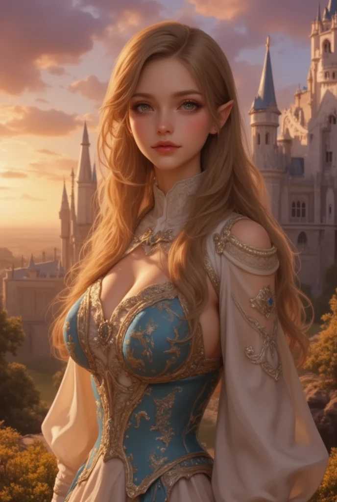 close-up of a beautiful female face, gorgeous eyes, intricate, neckleace, soft lips, smiling, naughty, seducing gaze, freckles, tails, jewerly