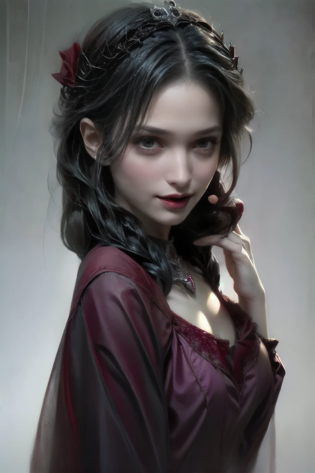 very pretty vampire girl, smiling
