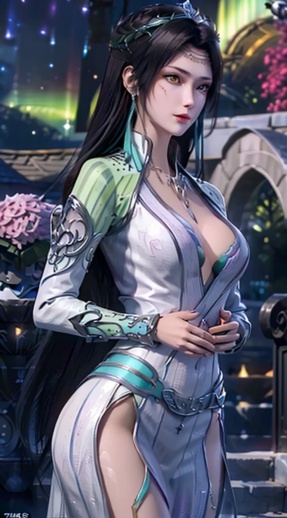 arafed woman in a green dress posing in front of a pond, full body xianxia, 2. 5 d cgi anime fantasy artwork, digital fantasy art ), yun ling, by Fan Qi, fanart best artstation, by Yang J, game cg, deviantart artstation cgscosiety, cgsociety - w 1 0 2 4 - n 8 - i