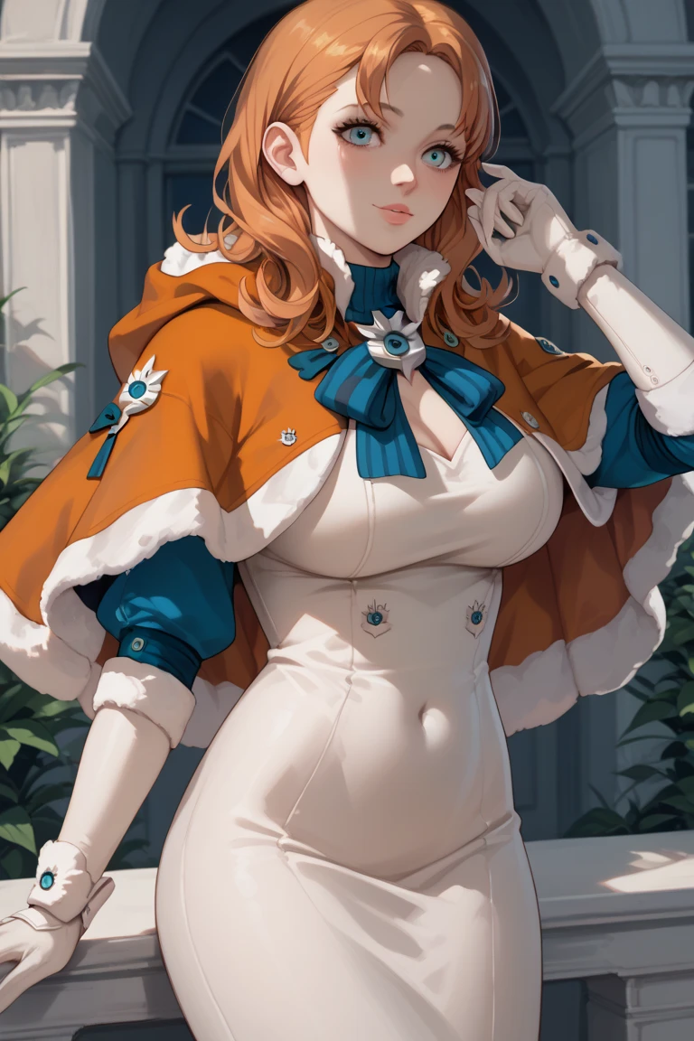 8K, masterpiece, Best quality, Realistic, very detailed, cowboy shot, 1 girl, One, Itsuki, A girl with a serious appearance, medium length hair, Expressive Ahoge, reddish-orange hair, a pair of star-shaped hairpins near both eyes, Dark blue eyes, Regular, Well-endowed figure, Glasses, Cute, Easter
