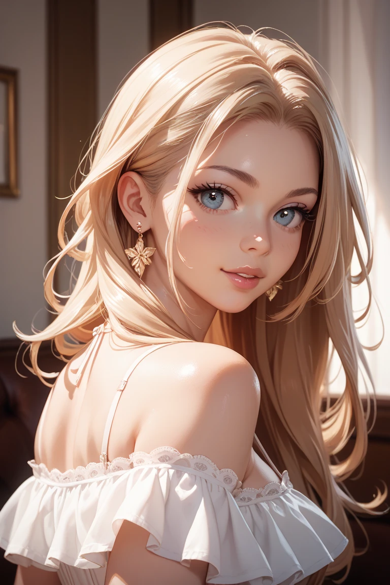 a close up of a woman with long blonde hair and a white top, caroline gariba, a gorgeous blonde, brunette with dyed blonde hair, blonde and attractive features, marischa becker, looks like fabiula nascimento, beautiful blonde girl, 30-year-old woman from cuba, olivia de bernardinis, sleek blond hair, she has blond hair