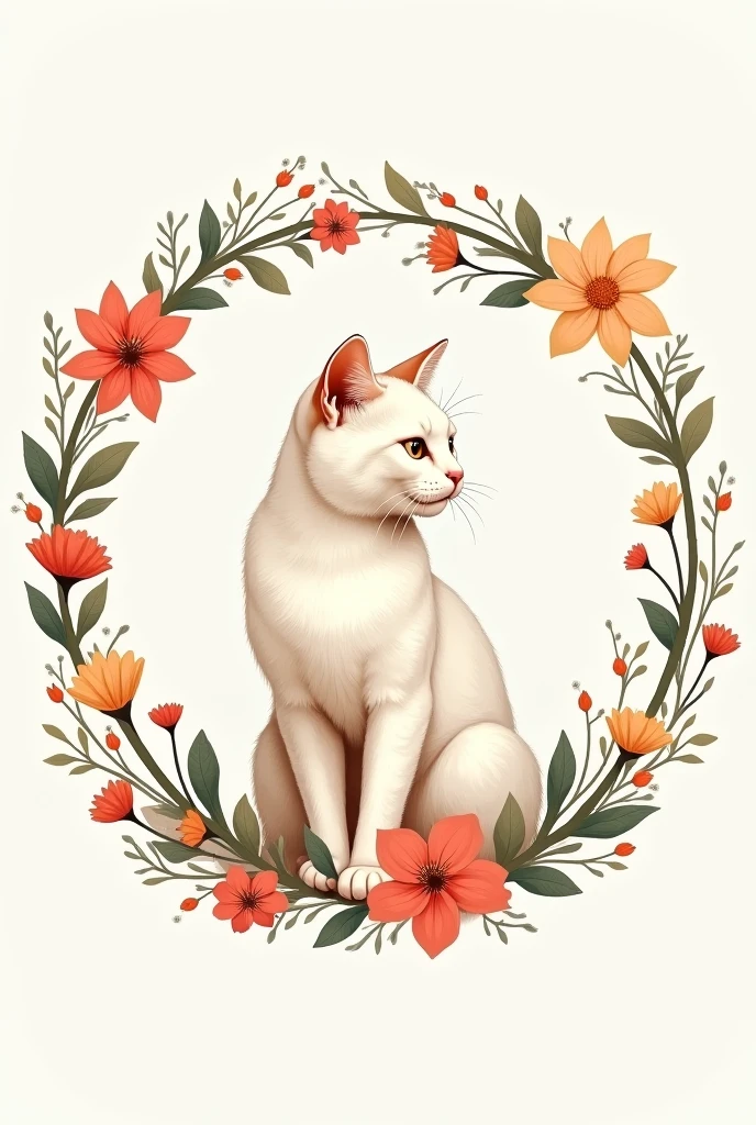 Neo traditional tattoo sketch of a cat with pastel colors