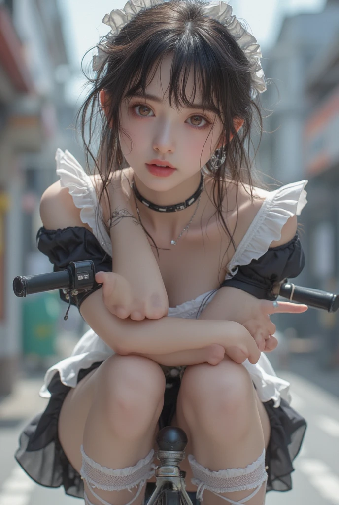 Create an image of a woman around 20 years old with dark hair and dark eyes. collars, bangles, fetters, basements, confinement, filth, scattering, mud on the floor