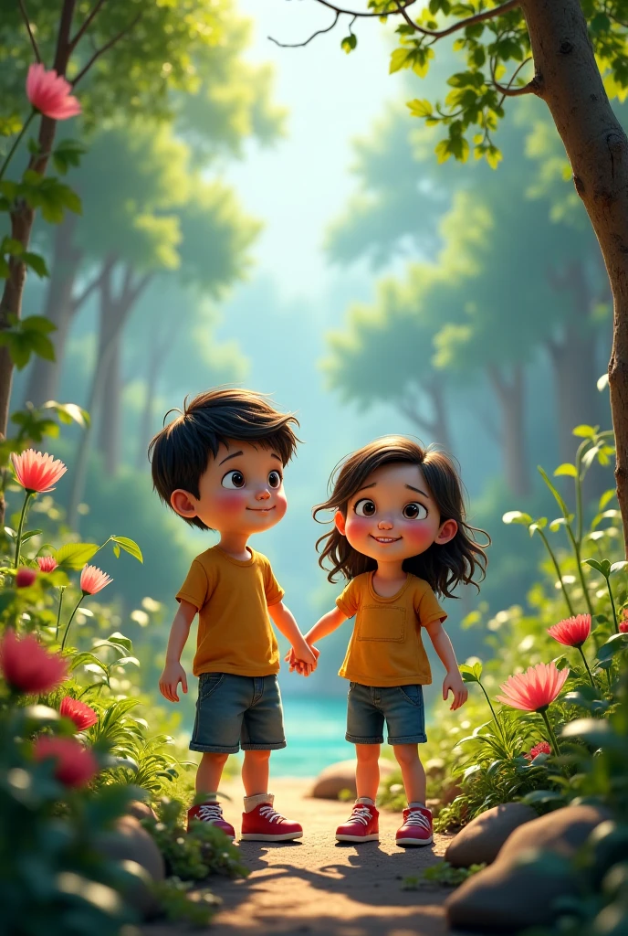 (photorealism:1.2), boy and girl enjoy their time in ground 