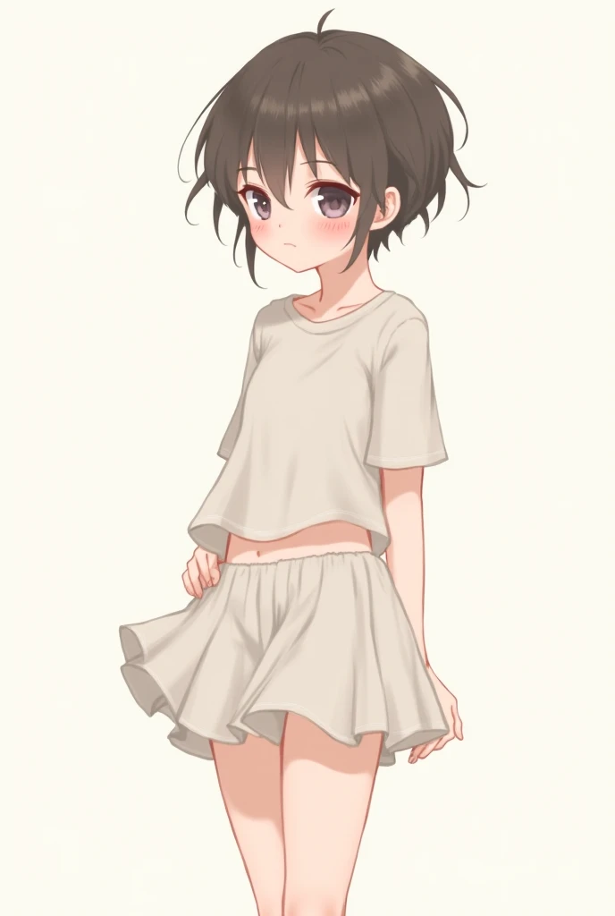 Young girl, little teen, cute little teen, hentai, in possession leaning forward, breasts small, tiny breasts, Flat Breast, loose clothes, loose blouse, loose clothing, fluid clothing, wavy clothes, clothes showing the breasts clothes open at the neck, discount loose, loose neck opening, all fours, quadruped position,