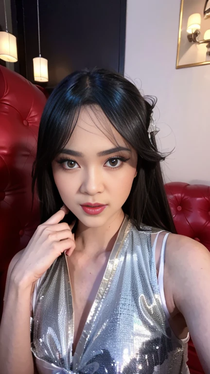 mulher araffe com longos cabelos pretos usando um colar e um vestido branco, Lalisa Manobal, Lalisa Manoban do Blackpink, jossi do blackpink, com franja, com franja completa, portrait of jossi do blackpink, she has black hair com franja, o corte Hime, jennie blackpink, gongbi, long hair com franja completa