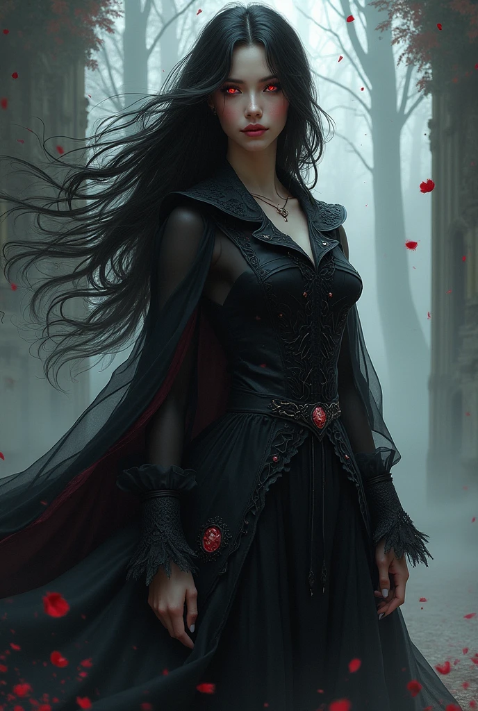 anime comic fantasy art, gothic art, (masterpiece:1.5), full body best details, highly detailed, best quality, Glowing Red, highres, full body portrait of a vampire, elf (Masterpiece, best quality: 1.6), ultra feminine, wizard, (intricate details, Masterpiece, best quality: 1.5) with a long curvy hair, light color hair, (red1.3) eyes, (fantasy art, Masterpiece, best quality), ((beautiful delicate face)), Ultra Detailed Face (intricate details, fantasy art, Masterpiece, best quality: 1.5), [[vampiric fangs 1.5]] (red cloak: 1.3) , flowing cloak (intricate details, fantasy art, Masterpiece, best quality: 1.3), wearing an intricate (black: 1.2) dress (intricate details, fantasy art, Masterpiece, best quality: 1.5), high heeled boots, urban background (intense details, beat details), fantasy, at night light, natural ,moon light, clouds, gothic atmosphere, soft light, dynamic light, [[anatomically correct]], high details, best quality, 8k, [ultra detailed], masterpiece, best quality, (extremely detailed), dynamic angle