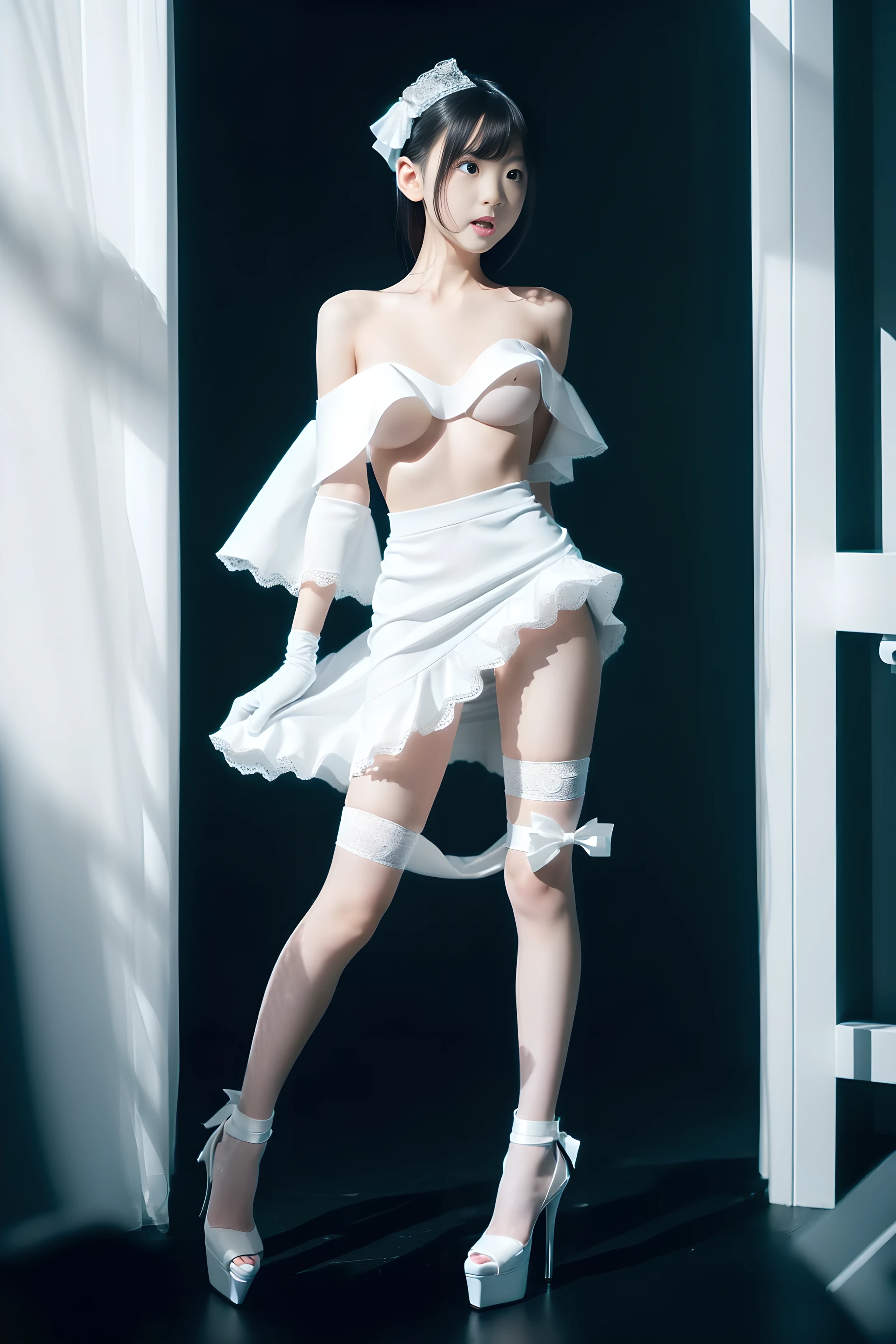 tmasterpiece,photograph realistic,Abandoned schools,In a room full of garbage,Dirty 1.5,Very beautiful 25 year old Korean girl,White transparent sexy lingerie exposed ,White transparent panties recede to the crotch,Leaky,very beautiful long slim legs,The barefoot,Random systemic exposure,Extreme exhibitionism,(((Systemic random exposure)))