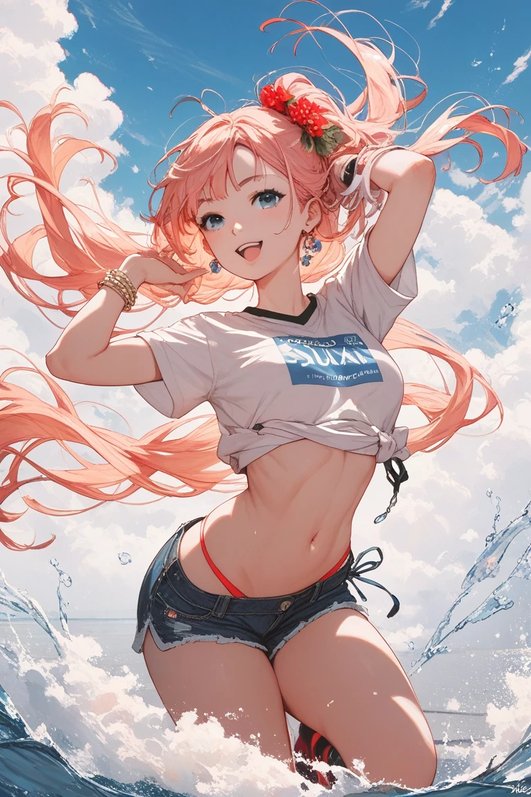 Nino Nakano riendo,Pose sexy,ropa deportiva ,lago de hielo luz de luna
