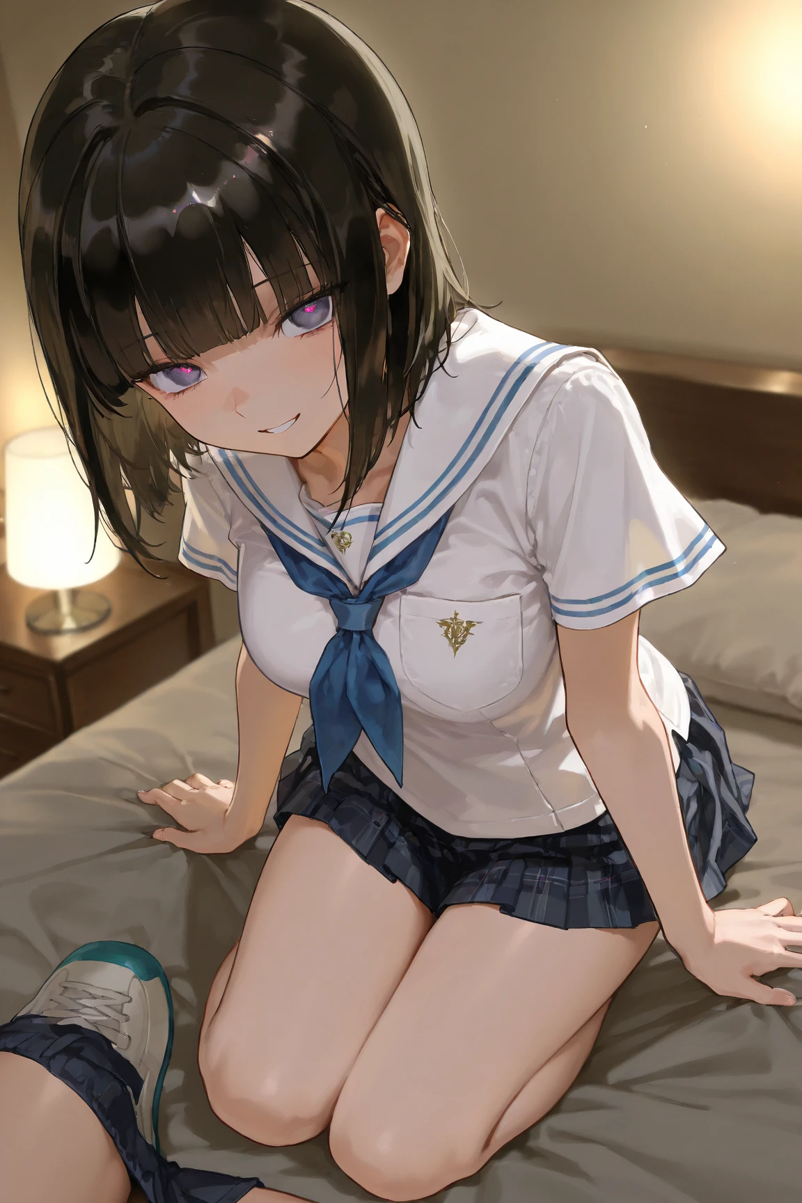 realistically, glowing eyes, ponytail, white short skirt, extra short skirt, Blush, daytime, Wet from the rain, seethrough, sleeveless shirt, nipples, pussy, crotch, shy, Lie down on your knees., mikan yuki, the skirt is flipped up, smile, 14 years olds, highest quality, High resolution, highly detailed face, perfect lighting, Very detailed CG, perfect hands, perfect figure, perfect anatomy, seduce expression, semen drip from pussy, bottomless, hand lift up, armpit, small breast,