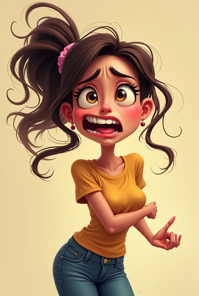 Woman shouting ai 3d cartoon type realistic image