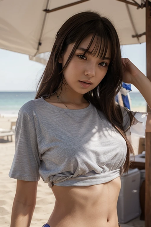(masterpiece), (highest quality), (Very detailed),(Disheveled Hair),(shape), (One Girl), (Summer clothes), Are standing, Fashion Model, View your audience, (interview), (Beach),Beautiful details, Delicate and beautiful face, floating,(High saturation),(Colorful splashes),Colorful bubbles,(The Shining), Focus on the face, Hair Ring, Floating Flowers, Floating Hair, (The Shining), Best lighting, Best Shadow,