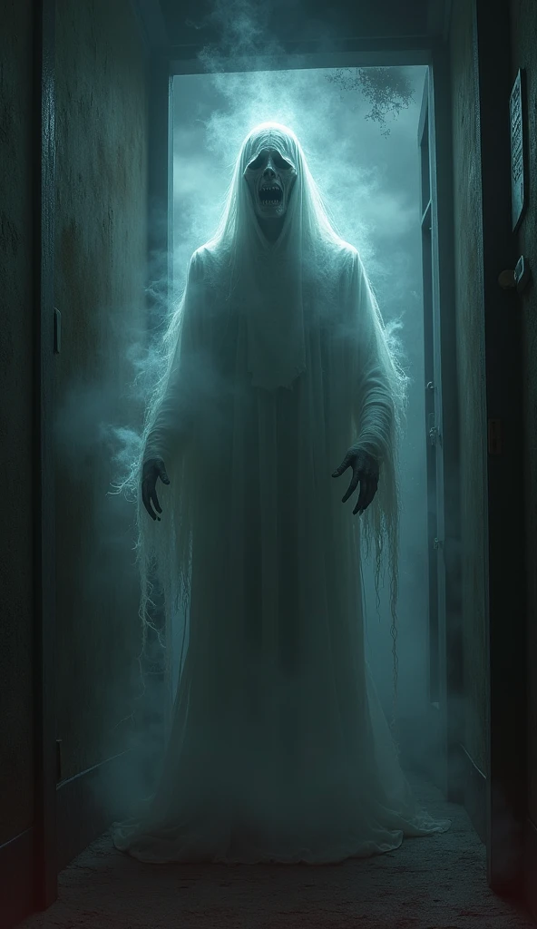 A man standing on air without revealing his face and body he was like a ghost baground like black world