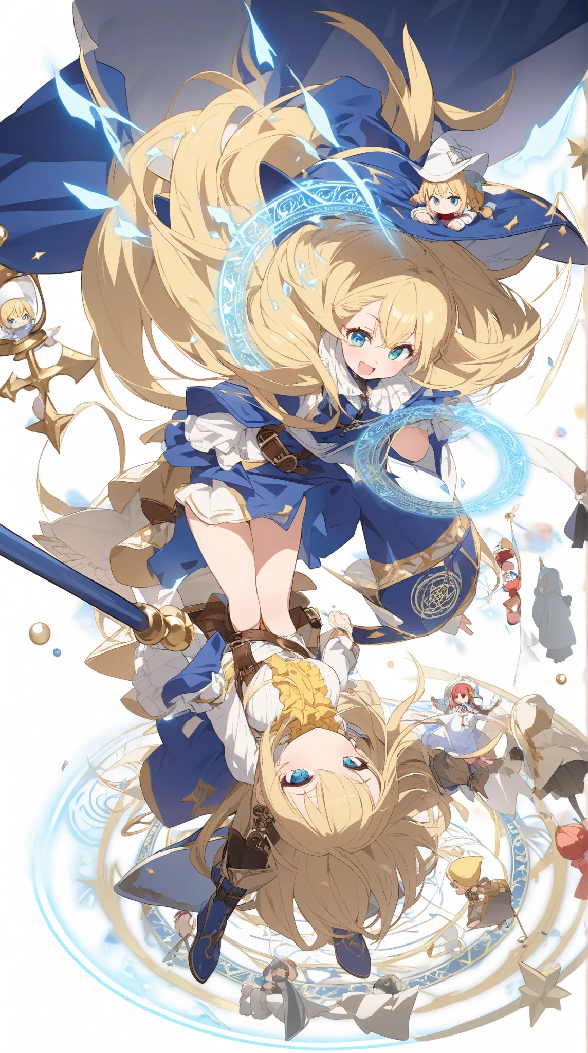 Extreme refinement, 1girl in、tsundere look、A pure girl, , plain white dress, smock dress, military style, blue accents, gold hardware, short pleated skirt, beret, blue accents, babydoll dress, long wavy hair, blonde hair, platinum hair, pigtails, braided pigtails, blue eyes, innocent, pure, angelic shoujo, 2000’s anime style() ( body) (very thin) (no curves)