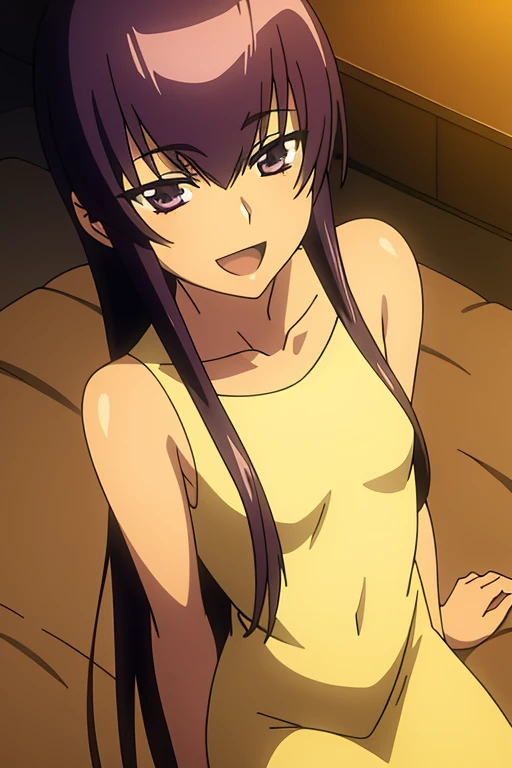 Hisato standing,dressed in a micro bikini,smiling for the photo in a shy pose 