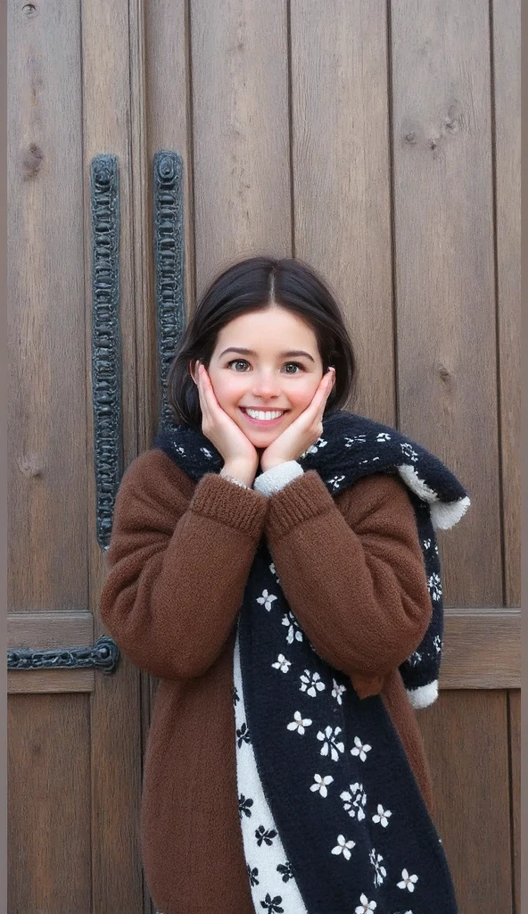 arafed girl wearing a cow hat and scarf smiling, black and white fur, black and white monochrome, black and white color photograph, candid portrait photo, monochrome black and white, portrait black and white, black and white picture, in black and white, bw photo, close up portrait photo, black - and - white photograph, black and white portrait