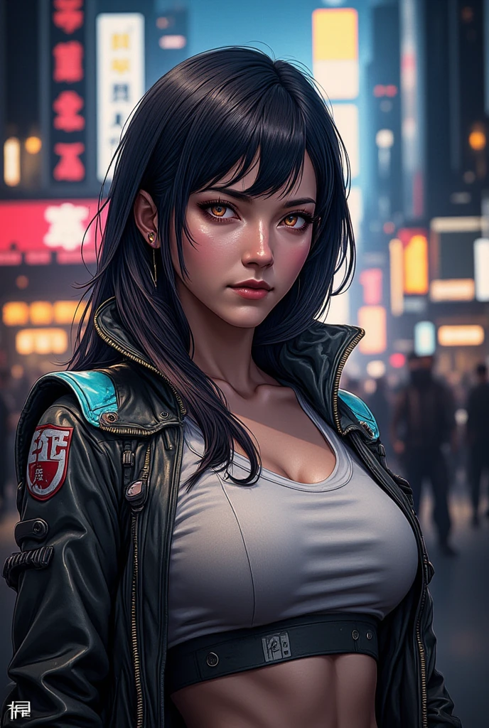 araffe wearing a baseball cap and a leather jacket, huge breast, beautiful breast, cyberpunk anime girl in hoodie, realistic anime 3 d style, realistic artstyle, anime style. 8k, black haired girl wearing hoodie, photorealistic anime girl render, 3 d anime realistic, game cg, anime styled 3d, photorealistic artstyle, artwork in the style of guweiz, incredibly absurdres, ultra detailed, high resolution, realistic lighting, photorealism, hyperrealism,masterpiece,vibrant colors,stunning visuals,ultra skin texsture,stable diffusion,perfect anatomy,crazy details