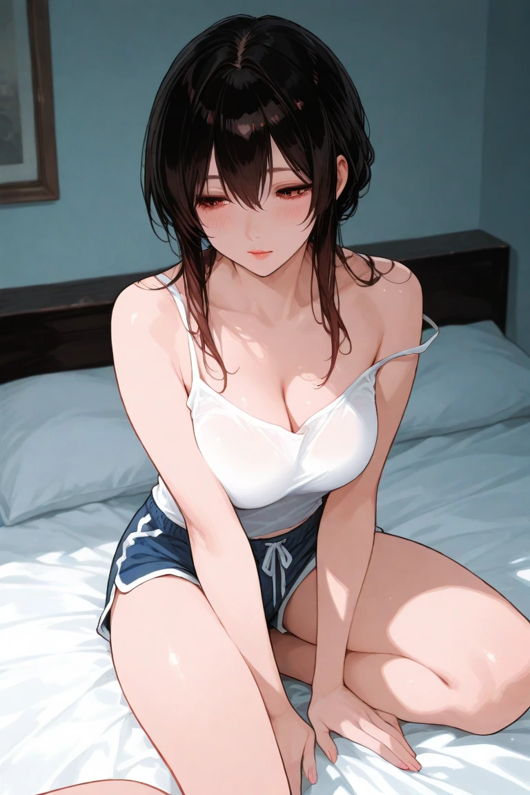masterpiece, Highest quality, high resolution,High school girl 10.0,Very detailed,Asian Beauty,Open your mouth and laugh,Iris,Natural Beauty,Cinematic,Mid-chest,Lie down on the bed,Showing from knees 10.0,Cleavage,Supple and soft limbs,Narrow eyes and light eye makeup,Less uneven under-eye bags,Very detailedなな目と顔,Glossy Lips,I'm about to cry 10.0,Breasts are moderately sized 10.0,Spread your legs,Lift your legs,Happy facial expression 2.0,Sexy pose,Sticking out tongue and begging 3.0,She has large nipple piercings,Open Mouth Smile,Lie down on the bed,2. Has a thick collar and chain around its neck.0,5 with anal plug stuck in anal.0,Big Clit 5.0,Crouch 5.0,Wants to show anal 4.0,(Orient your anus at the viewer:1.2),(A long plug is inserted in the anus:1.3),belly button,(Ass close up:1.1),Sparkling eyes,(short hair:1.2)