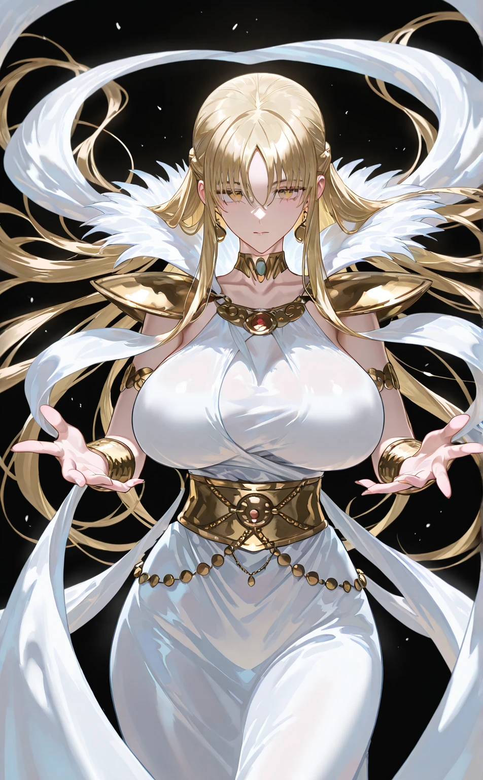 Cosmic Fallen Angel, olhos claros brilhantes, Biomechanics, estranho, assustador, Pesadelo, cores muito brilhantes, light particles, com luz brilhante, Mshiff, Arte do papel de parede, Papel de parede UHD