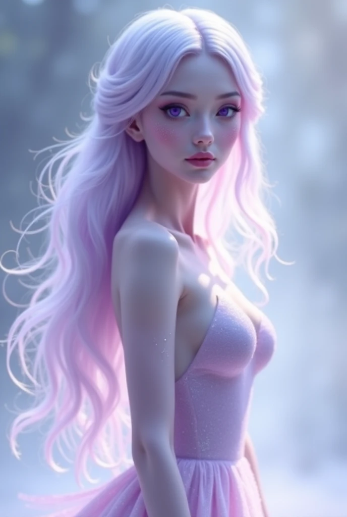 (best quality,ultra-detailed,highres:1.2), (realistic:1.37) scene: Loona standing in a milky pool, surrounded by a soft, ethereal glow. Her porcelain skin glistens under the milky liquid, accentuating her natural beauty. The seamless blend of loona and milk creates a dreamlike ambiance, enhancing the overall aesthetic. look: Loona's mesmerizing eyes captivate with their depth and intensity. Her long, wavy tresses cascade down her back, blending harmoniously with the milky pool. Her plump, rosy lips invite a sense of sensuality and allure. A light blush adorns her cheeks, enhancing her natural elegance. body: Loona's flawlessly sculpted body exudes a sense of confidence and femininity. Her graceful posture accentuates her ample bosom, leaving a subtle impression of tantalizing curves. Her smooth, milky-white skin glows with a radiant luster, a testament to her ethereal beauty. lighting: Soft, diffused light casts a warm glow on Loona's figure, delicately illuminating her contours. The gentle play of light and shadow adds depth and dimension to the scene, accentuating Loona's enchanting presence. art style: Embracing a portrait-like art style, the composition showcases Loona's exquisite features with meticulous attention to detail. The delicate strokes and intricate texture create a lifelike representation of her beauty, transcending reality itself. color palette: The color palette consists of soft, pastel tones, evoking a sense of purity and elegance. Shades of cream, pink, and ivory dominate the scene, enhancing the ethereal atmosphere. The milky pool complements Loona's fair complexion, creating a harmonious blend of colors. additional details: Beautiful flowers float atop the milky pool, adding a touch of whimsy and enhancing the overall enchantment. Delicate ripples form as Loona moves, creating a sense of serenity and tranquility. The reflections on the milky surface mirror Loona's beauty, amplifying the dreamlike quality of the scene.