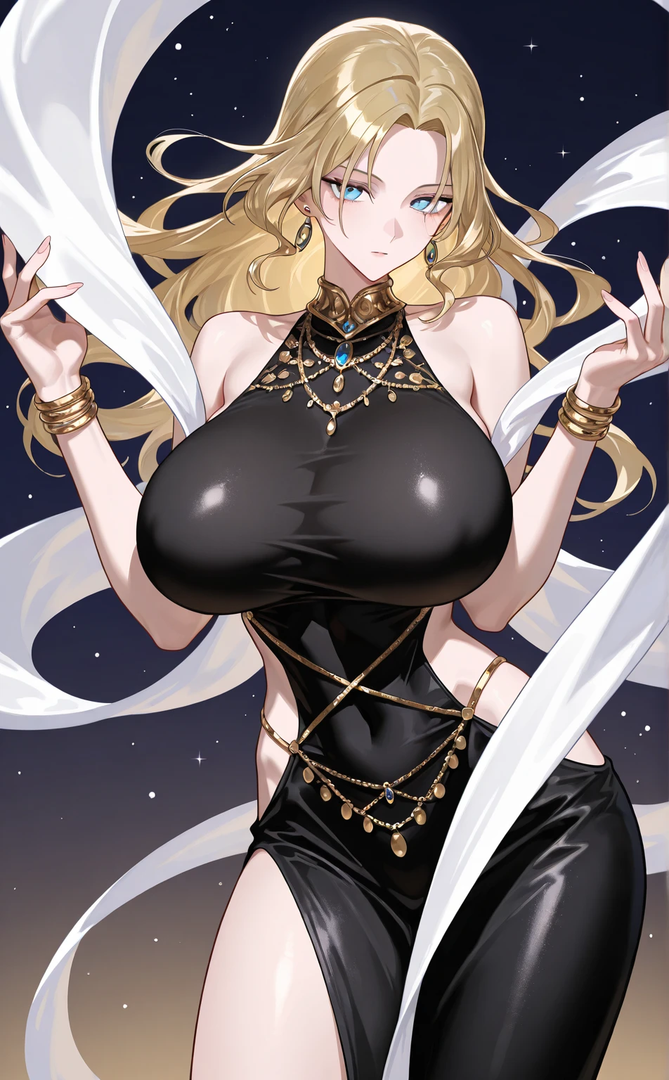 standing on your feet,huge tit,Breasts larger than a person,Very large breasts,plumw,pretty face,Thick body,blond hairbl,half closed eye,ssmile,Exposed armpits,tmasterpiece,Super mass,4K quality,high detal,Elf Mom,Black nun turban,Lace skirt,cleavage,White pantyhose,Wearing sweat,wetclothes,ssee-through,Slim waist,Obvious abdominal muscles,add_detail:1.5