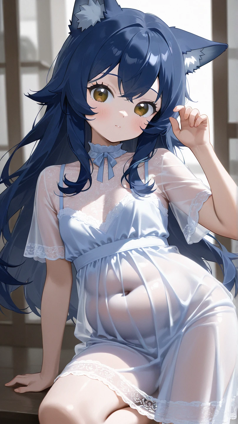 (masterpiece), Highest quality, One girl, 8-year-old, Cute girl, Flat Chest, Black Hair, Very long hair, View your viewers,
She wears a dress, White Dress, Sundress, Summer Dresses, See-through lace dress, micro short dress, micro mini dress, clothes without collar, She doesn't wear underwear, Not wearing a bra, Not wearing panties, Her nipples are pushing up her dress, (Erect nipples proclaiming their presence beneath the fabric), The material of her clothes is very thin、The body is clearly visible, Exposing shoulders, The clavicle is visible, Not wearing a jacket, She is wearing a sleeveless dress, Her dress is so small that her crotch is visible., The hem of the clothes is above the crotch、I can see your pussy, (Share:1.5), The length of the dress only reaches down to the waist, Not wearing a skirt, She has no pubic hair,
She stands with her legs spread, Open your knees, Very shy, Wearing a straw hat,
Behind the building, Leaning against a wall, There is a passerby behind her, blush, alley,