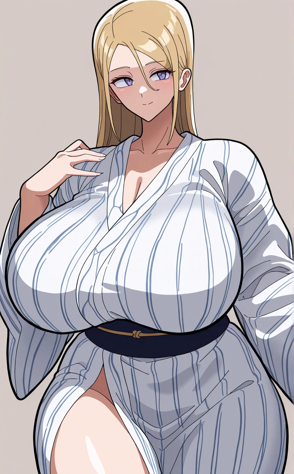 1girl, (solo:1.2), (masterpiece:1.2), (best quality:1.2), (perfect anatomy:1.4), (perfect female anatomy:1.2), (confident:1.2), (huge breasts:1.2), (cowboy shot:1.3) ela está mostrando a lateral para o espectador, de lado para a câmera, corpo completo,
eu03, curvy, soft shading, exaggerated proportions, tsunade, facial mark, forehead mark, (mature female:1.3), (large breasts:1.4), brown eyes, (blonde hair:1.4), long hair, (Strength of a Hundred Seal), cleavage, grey kimono, japanese clothes, kimono, wide sleeves, (beautiful white clouds:1.3), puffy clouds, white sky
