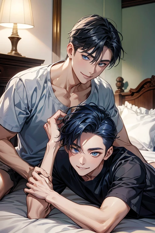Dad and son in underwear