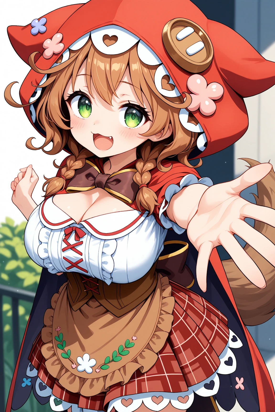 Aoi Inuyama, Yurucamp, medium hair, chest, bangs, brown hair, hair ornament, side ponytail, flowing bangs, thick eyebrows, thighs, exposed chest, nsfw, (show off nipple / nipple) shirt lift
blush, dark eyes
(brown clothes)- (Santa cosplay), (fluffy long dress), (fluffy short cape)
deer tail