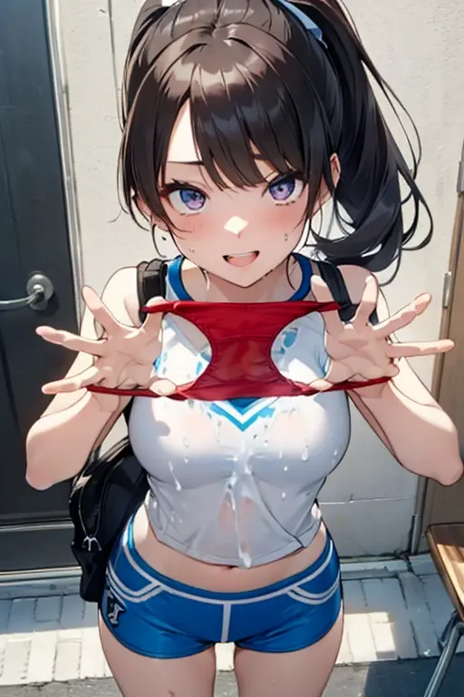 top quality、Top image quality、Masterpiece、girl with((cute little、18 years old、sexy anime girl, best bust、medium bust、Bust 85,beautiful blue eyes、Breasts wide open,long black hair、A slender one、middle knot、Black sports bra、white skirt,Reflect the whole body、Black pierced gloves、sweating、turn around、Sweat splatters、dance、Emphasize the buttocks))high quality、beautiful art、background with((club、Blue light、Purple Laser illumination、Red Laser illumination,Laser illumination,Fitness club、night、Virtual world)),on the table、Well-designed、visual art、depth of field、best lighting、most detailed、8k,Super exquisite, visible panties