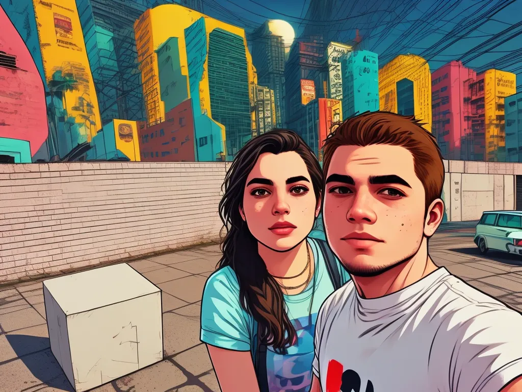 High quality, high resolution, change background at between the river, realistic face and body handsome boy and beautiful girl