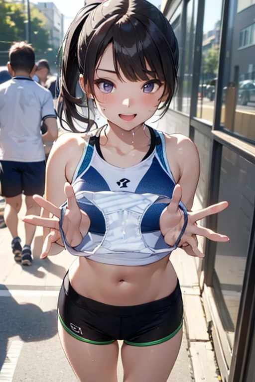 highest quality、High resolution、Detailed Background、(Beautiful face in every detail:1.4)、Anatomically correct、(Detailed facial expressions)、(Detailed eyes:1.2)、Teenage beauty、(Highly detailed face:1.4)、Black Hair、Brown Hair、Bobcut、Braided Ponytail、well-groomed eyebrows、Athletics Stadium、Perfect body line、Thick thighs、Accentuate your butt、Healthy Beauty、

Stretching with a friend、High-five your teammates and share the joy、Sitting with friends during break、Staying hydrated、A concentrated expression of someone practicing、Smiling while talking with friends、Fun atmosphere、

Fitted crop tops and bodysuits、Mesh design on the back and sides、High-waisted fitted running shorts or leggings、Cutting that accentuates the body line、Comfortable fitting running shoes、A simple sports watch and a thin hair band、A fitted sports bra or a tank top that exposes a moderate amount of skin、cute