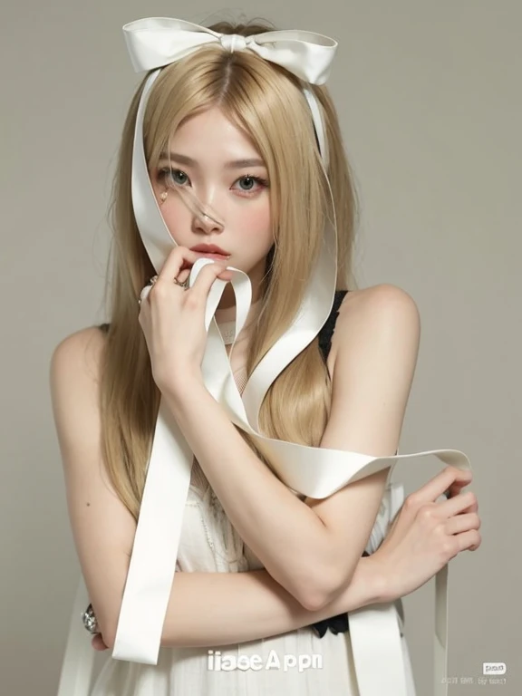 (((forehead、(semen:1.5)、Northern Europe、White、beautiful girl、ホワイトblonde、Blonde、White Background、High neck sleeveless、cute、young、True Face、Shiny Hair、whole body)))、Tabletop, Highest quality, shape, Very detailed, finely, High resolution, 8k wallpaper, Perfect dynamic composition, finelyて美しい目, Deco Out,blonde, chest, Natural color lip,White Background, random cute poses,