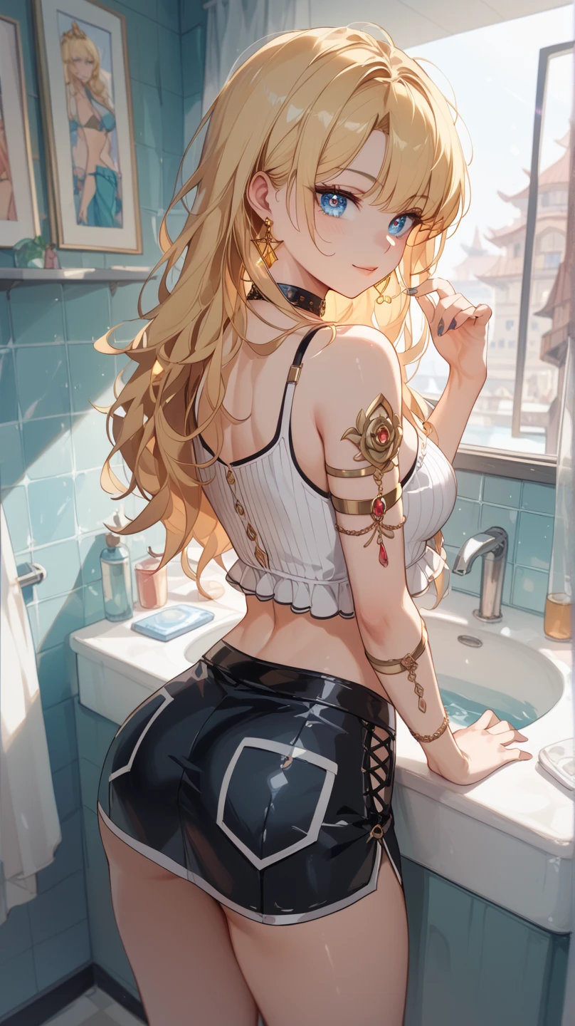 masterpiece, best quality, ultra-detailed, illustration, kawaii, detailed light, happy, smile, blush, Highlights hair, beautiful detailed body, detailed sparkling eyes, 1girl, looking back, showing skin, buttocks, bare thighs, perfect limbs, underwear, on bed, full view of buttocks, showing buttocks, in heat,, legs open, show , Pose of Doggystyle for photographing yourself from behind in the mirror with your smartphone, show vaginal rupture, show , cum mouth