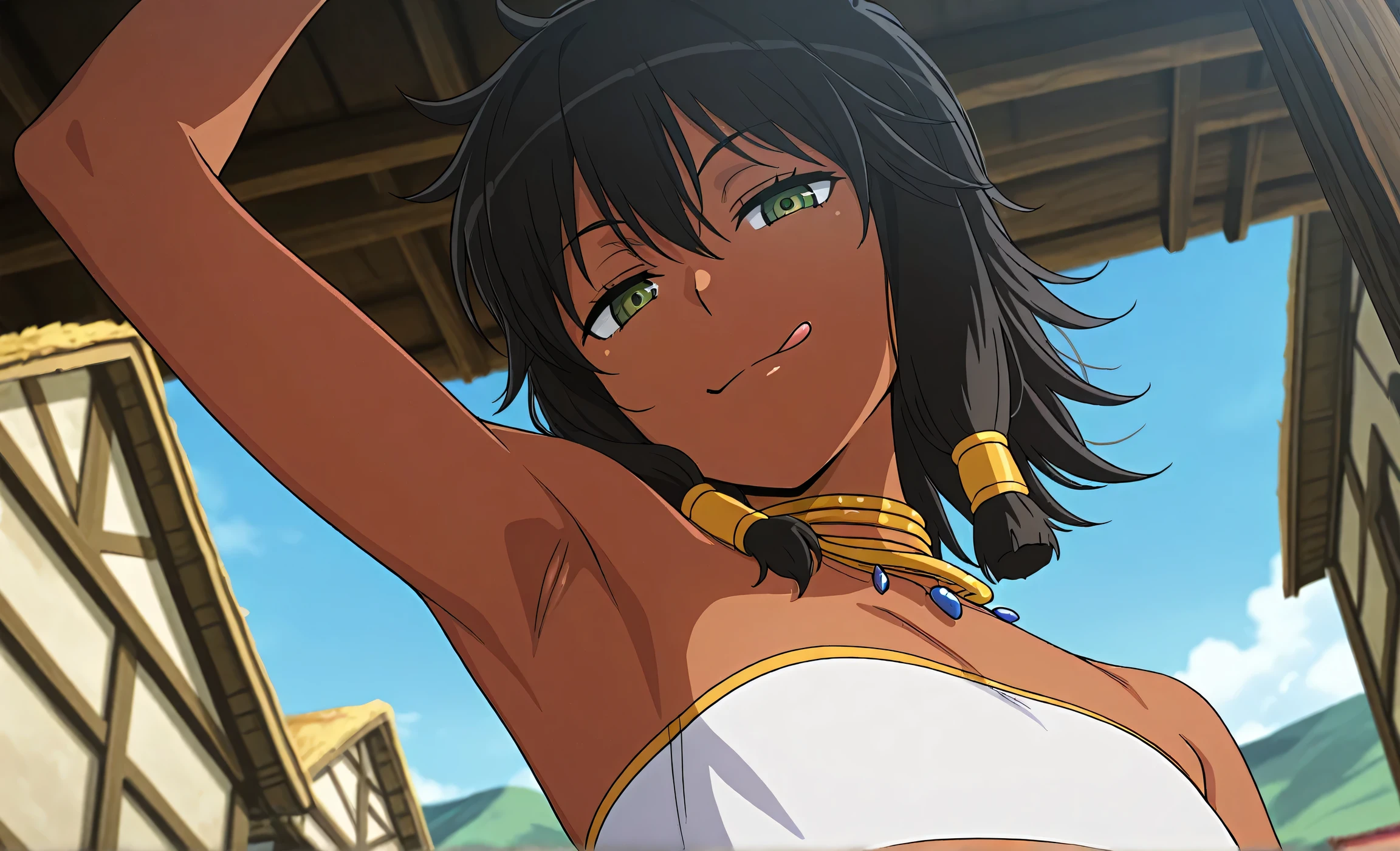 nsfw,brown skin,Completely naked,sexual behavior,Crab crotch,excited,Ahegao,dark skin,heart shaped pupils,sweat,steam,masturbation