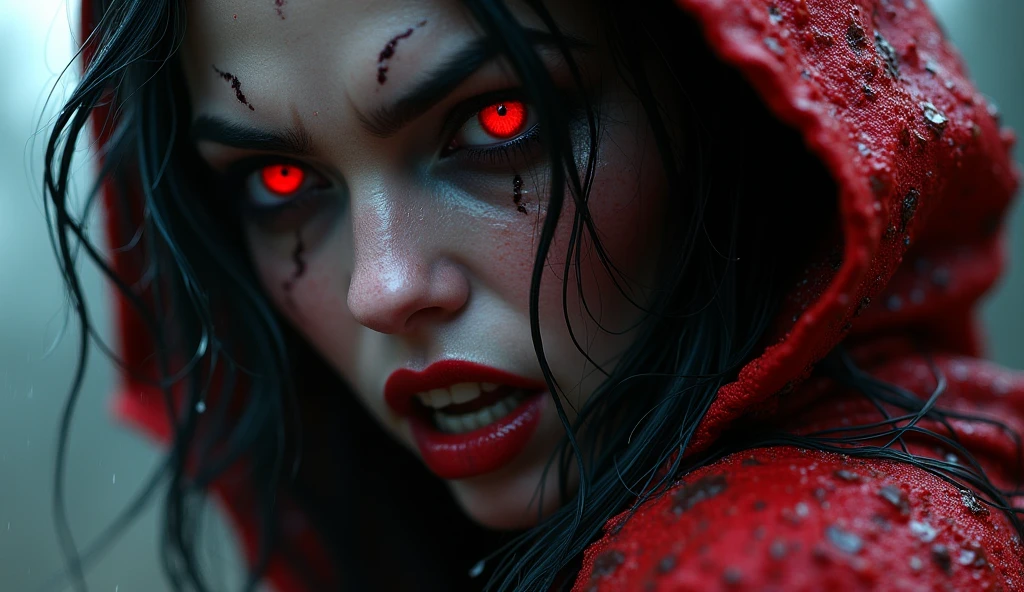 a terrifying mental image of a female figure of pure evil immersed in a hideous and hellish environment, obscure place coming from hell, dark ritual, appearance like a demon with sinister glowing eyes that evoke instant terror, evil beast, fiend, demon, abyss, infernal, nether, damnation, hellish attire that exude an evil glowing aura, flesh, bones, skull, blood, environment around as a hellscape, distorted shadows, agonizing, obscure, terrifying nightmare, horror, demonic presence, gore, grume, slaughter, carnage, butchery, highest quality, 4k, best composition, sharp focus, depth of field, lens 1.8, 25 mm, masterpiece
