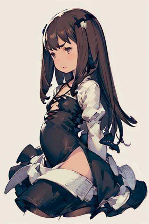 Twin tails Brown Hair
Black Knee High Panty shot ta Face