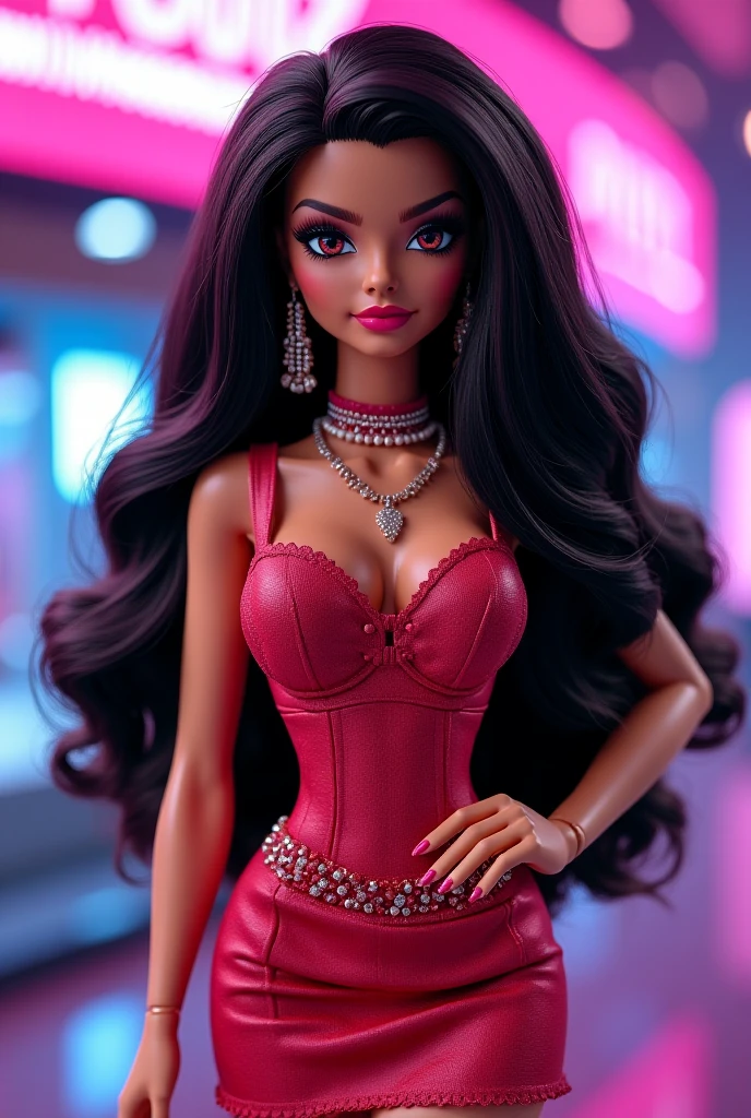 Painel comic spiderverso, semi realistic anime style , a young black African woman with long black wavy hair, shiny and open curls,eyes browns, False eyelashes, light red gloss. She wears a June party dress,vivid and vibrant colors. June party scenario ,night ambience 