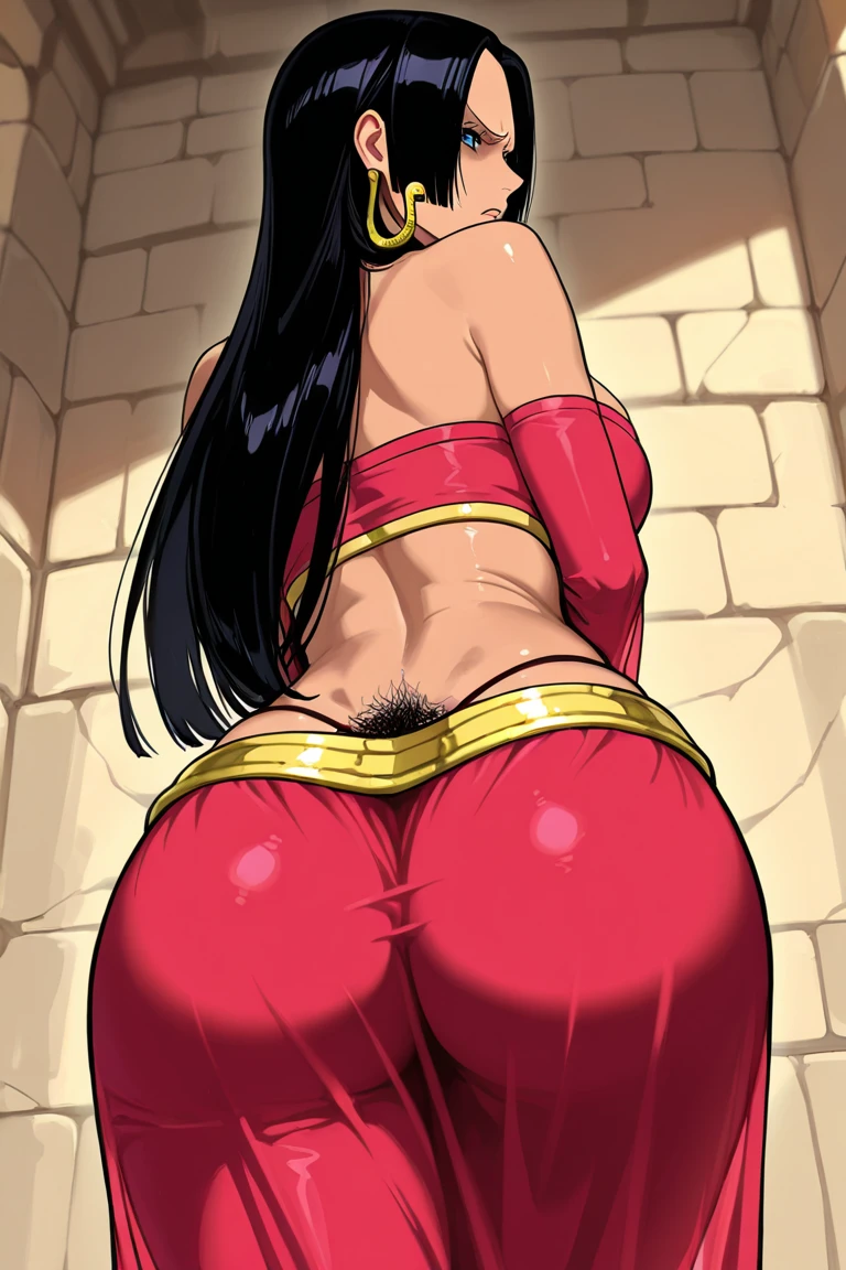 (masterpiece, highest quality, best quality, official art, beautiful and aesthetic: 1.2), 1girl 1boy, slapping ass, defKale, doggystyle, dark skin girl, black hair, ponytail, red crop top, bracer, (brown skin:1.2),(orgasm face, rolling eyes, smile,) small breasts, 1boy, penetration, hetero, penis, sex, doggystyle, sex, motion sex, motion blur,