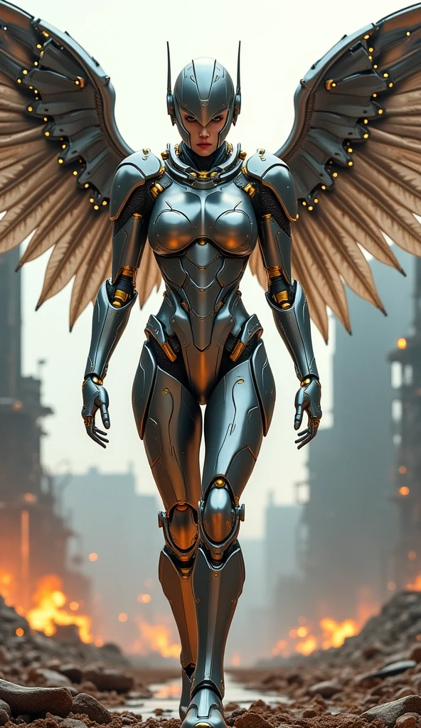 (DRAGON QUEEN), HUGE FAKE BOOBS, (BEAUTIFUL FACE), (GOLD, WHITE), (STREET CITY BACKGROUND), (((A PAIR OF HUGE MECHANICAL WINGS SPREAD OUT))), FUTURISTIC PHOENIX MECHA BODYSUIT, (CLEAVAGE), (SKINTIGHT YOGA PANTS), (HIGH HEELS), (PERFECT BODY:1.2), (FULL BODY VIEW), (LOOKING AT VIEWER), (WALKING DOWN:1), SEXY MUSCULAR BODY, MUSCLE ABS, UHD, 8K, 1080P.