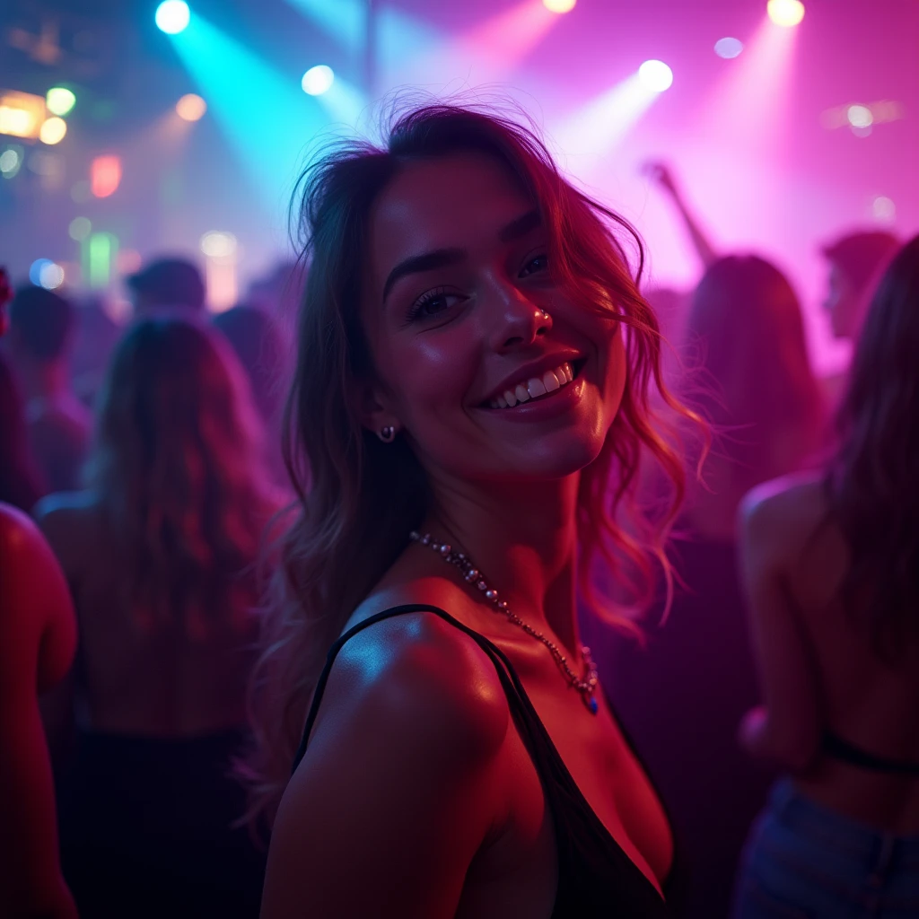 Bright club excitement Woman 1 person Front Smiling 
