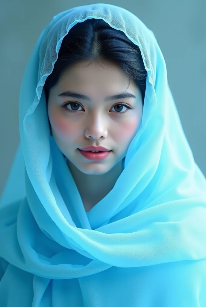 masterpiece, top-quality, 8K, absurderes, a beauty girl, kawaii, outdoor,half body, (fullnude:1.5), wearing blue pasmina hijab, hijab, accessories,nice body, No makeup, bukkake, Near and far law, depth of fields, A hyper-realistic, hight resolution, a picture, foco nítido, nffsw, face lights, 动态照明, Highest detail, Extreme details、ultra-detailliert、detaile、authentic skin、delicated facial features、Easy Negative