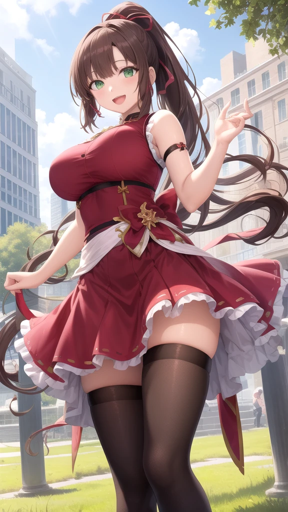 ((masutepiece, Best Quality, hight resolution, nffsw, Perfect Pixel, 4K, nffsw, nffsw))), 1girl in, Single, Solo, Beautie、full body seen、 ((Medium length wavy hair, Bangs, Brown hair)), ((Brown-eyed, Beautiful eyelashes, Realistic eyes)), ((Detailed face, Blushing:1.2)), ((Smooth texture:0.75, Realistic texture:0.65, Photorealistic:1.1, Anime CG style)), medium breasts, Dynamic Angle, Perfect body, (Santa Claus Costume、Red knitted hat、Red off-the-shoulder sweater、Long flared skirt、no-bra)), Christmas Lights、Lying in a hotel bed、Very embarrassing panic smile、Open your mouth and make a surprised face、 turned around、bending forward、(The wind flipped my skirt and exposed my butt......................................................、stick out your butt、Touching the buttocks with both hands、White lace panties)、